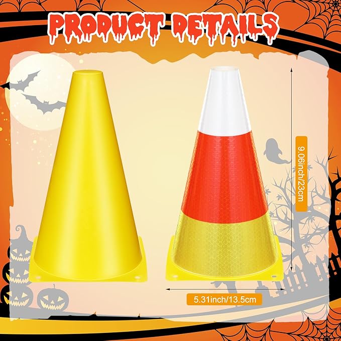Candy Corn Ring Toss Game Plastic Cones 9 Inch Training Traffic Cones Sport Training Agility Field Marker for Youth Soccer Skating Practice