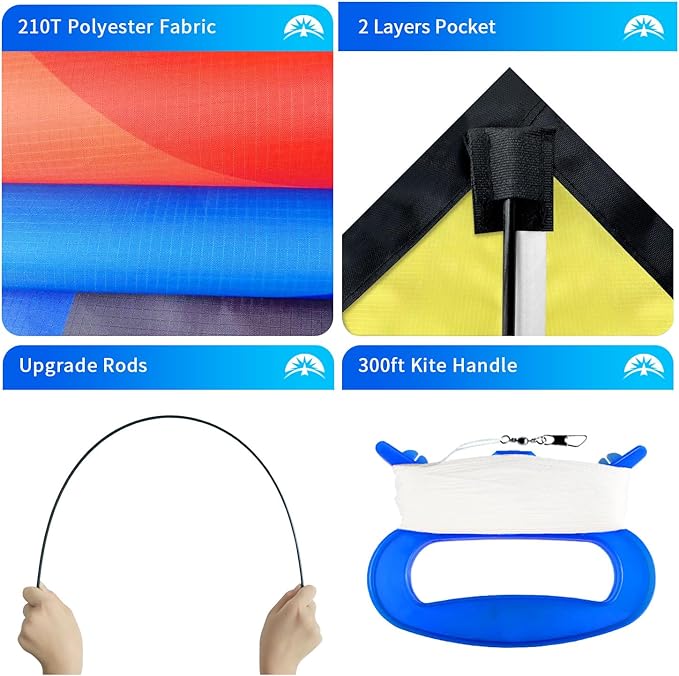 Xida Kites for Kids Ages 4-8, Large Kite for Adults, Easy to Fly Beach Kites with Handle and String,Perfect for Beginners,Beach,and Outdoor Flying Fun
