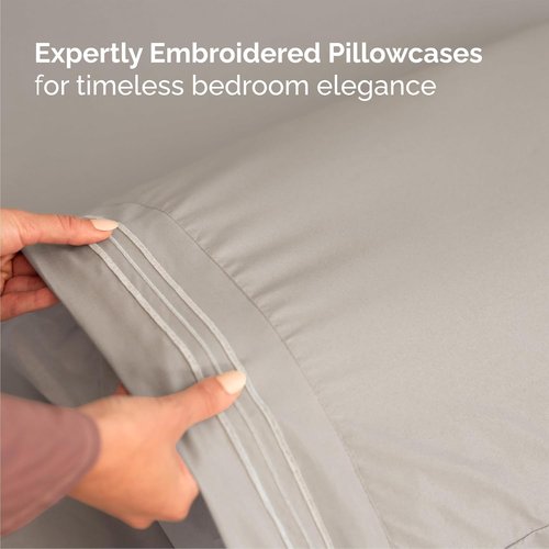 Comfy Breathable Cooling Bed Sheets Set by [Brand Name] - Luxury 4-Piece Full Size - Soft, Wrinkle-Free, Deep Pockets - Light Grey