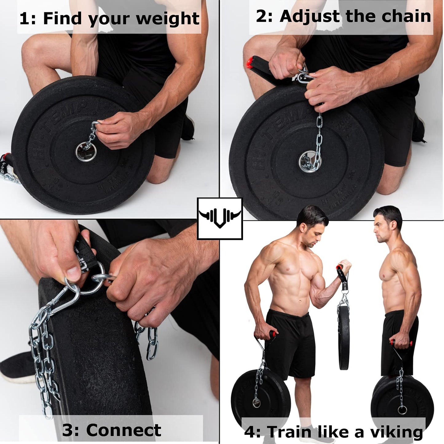 Vikingstrength Farmers walk handles, Strongman equipment in pair + t-bar row handles viking press attachment + V-Strength Workout App