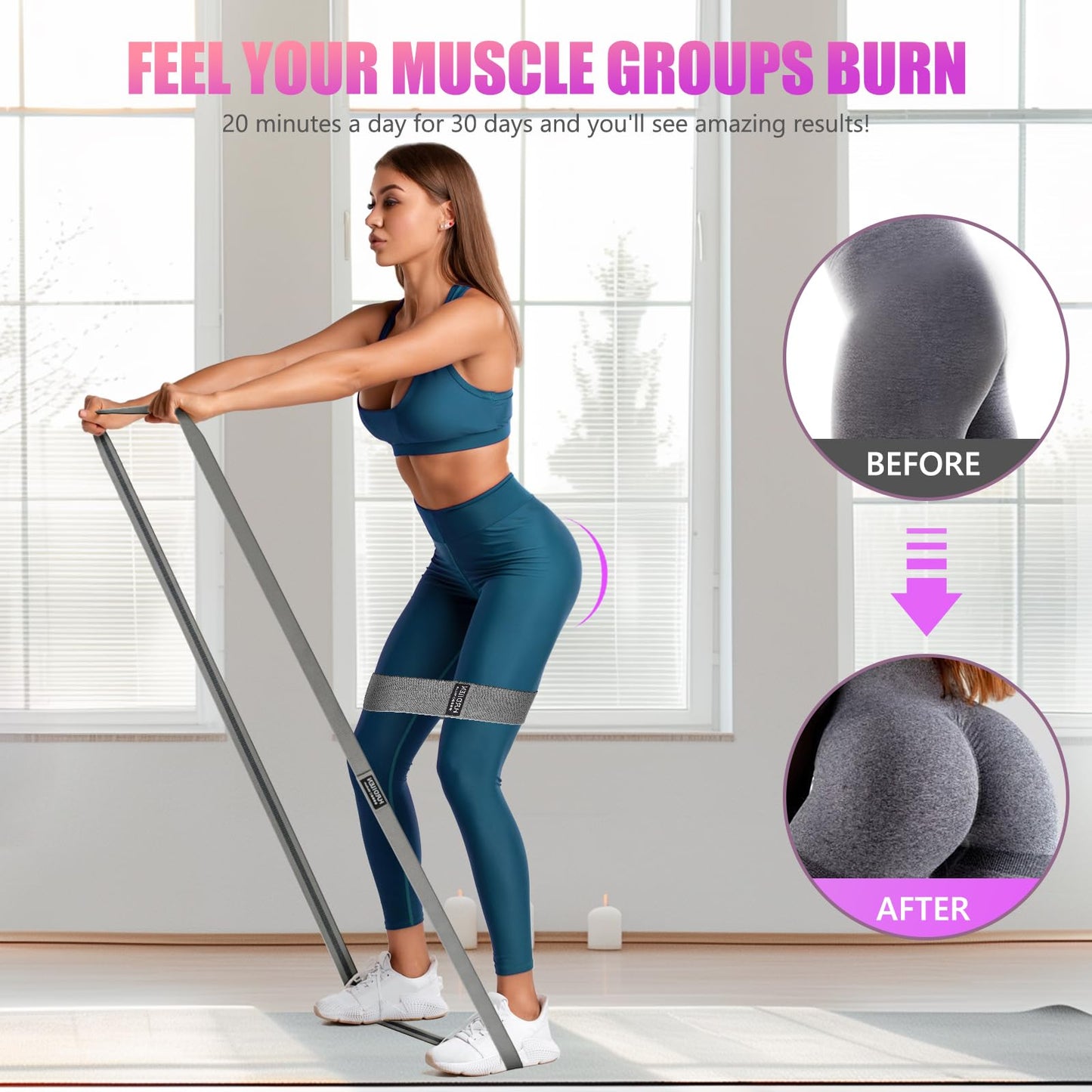 Resistance Bands for Working Out Set, 3 Pcs Pull Up Bands and 3 Pcs Assistance Bands with Door Anchor for Legs, Glutes, Hip, Fabric Loop Bands Workout Bands Resistance for Gym, Home, Office