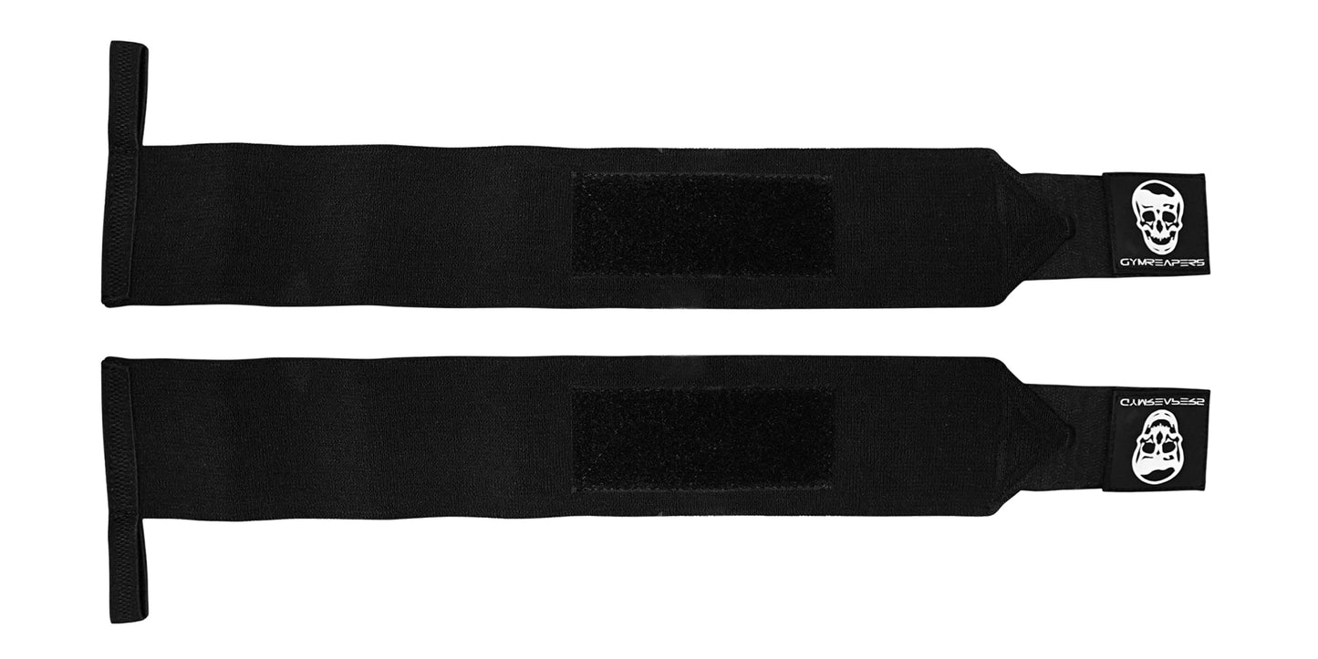 Gymreapers Wrist Wraps Weightlifting - Stiff Heavy Duty 18 inch Wraps With Thick Thumb Loop For Powerlifting, Bodybuilding, Cross Training, & Heavy Presses (Black - 12")