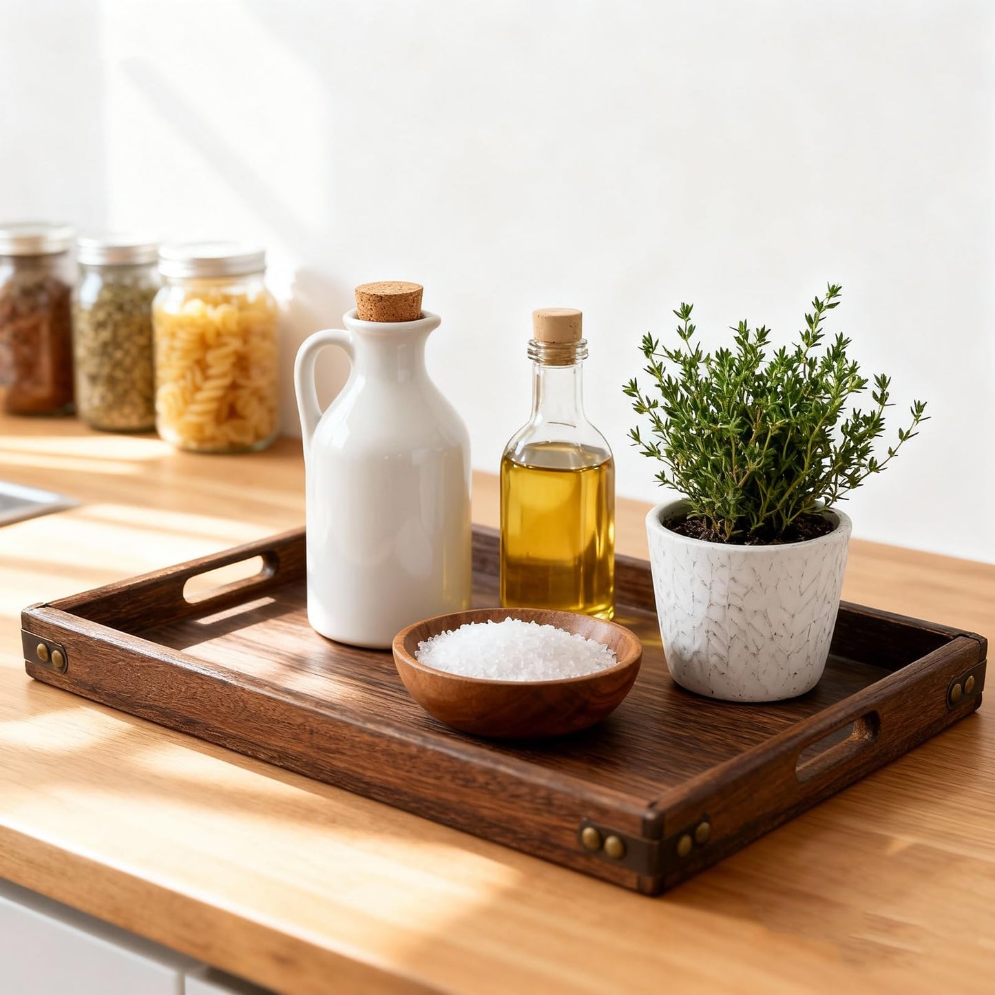 Wood Serving Tray with Handles,Farmhouse Wooden Tray for Ottoman,Decorative Serving Trays Platter for Breakfast in Bed,Lunch,Dinner,Appetizers,Patio, Coffee Table, BBQ,Party,Lap &Couch(16 Inches)