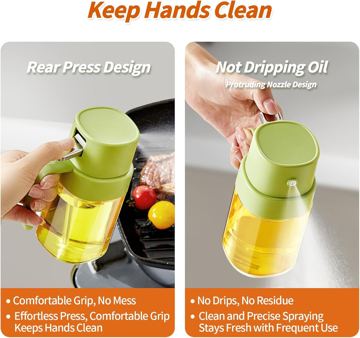 YARRAMATE Mini Oil Sprayer - 6.8 OZ Food-Grade Olive Oil Spray Bottle for Cooking | Portable Kitchen Mister (Green)