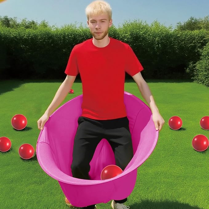 Granny Pants Yard Game Set - Giant Outdoor Party Game with 8 Bouncy Balls and Pump，Fun Family Reunion & Adult Yard Games for Groups (red)