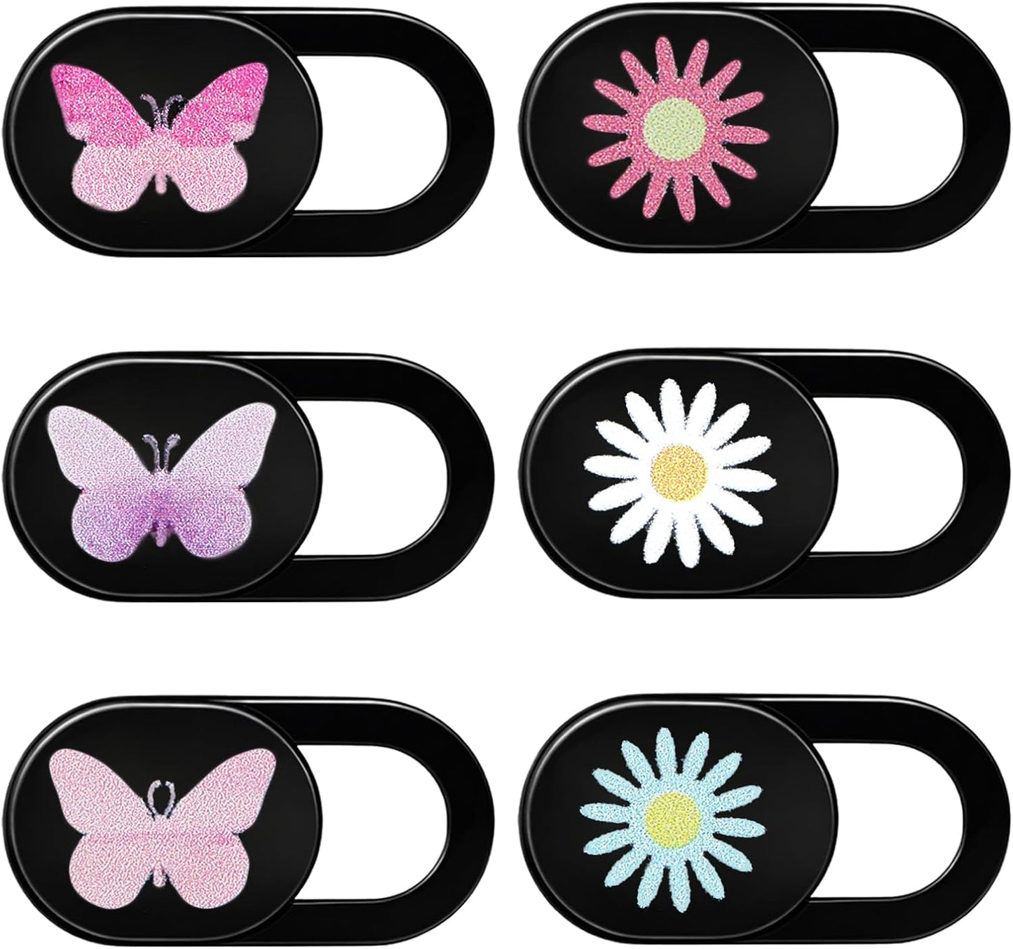 Qulkws 6 Pcs Webcam Cover Slide Butterfly Flower Design Ultra-Thin Laptop Camera Cover Slide Web Cam Privacy Blocker