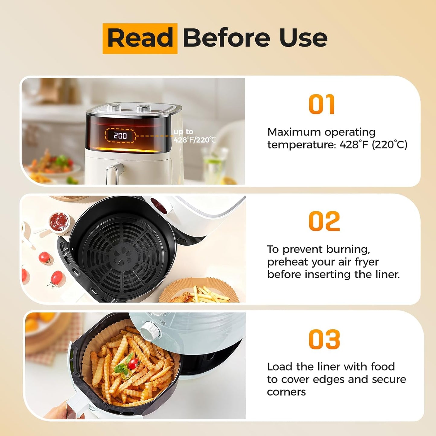 Vailnd Disposable Air Fryer Liners - 150 Pcs Heavy-Duty Non-Stick Parchment Paper | 8" Round for 5-8 Qt Baskets