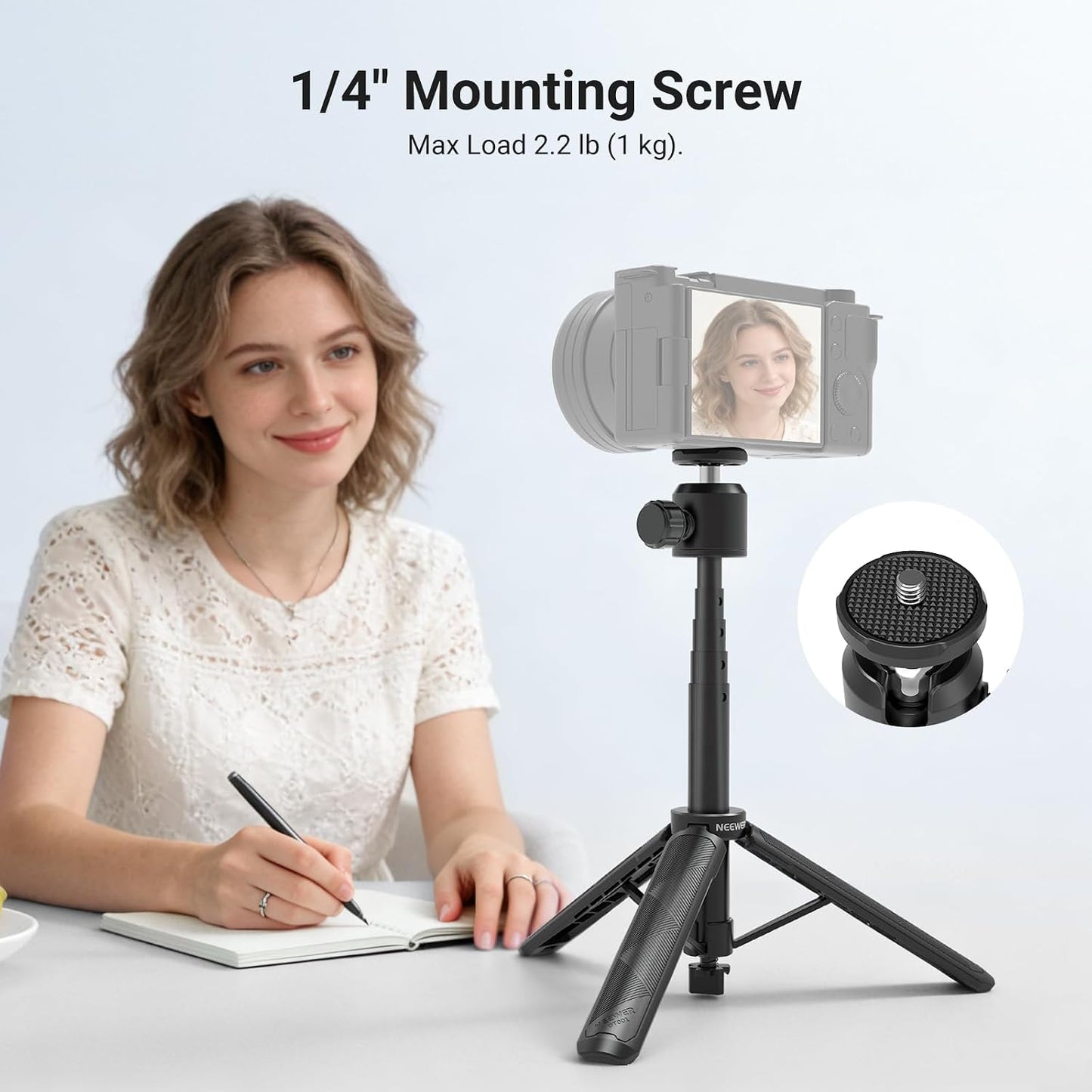 G7X ZV-1 RX100 A6400 A6600 DT001 NEEWER Basics Extendable Selfie Stick Tripod, Metal Portable Stand Handle Grip