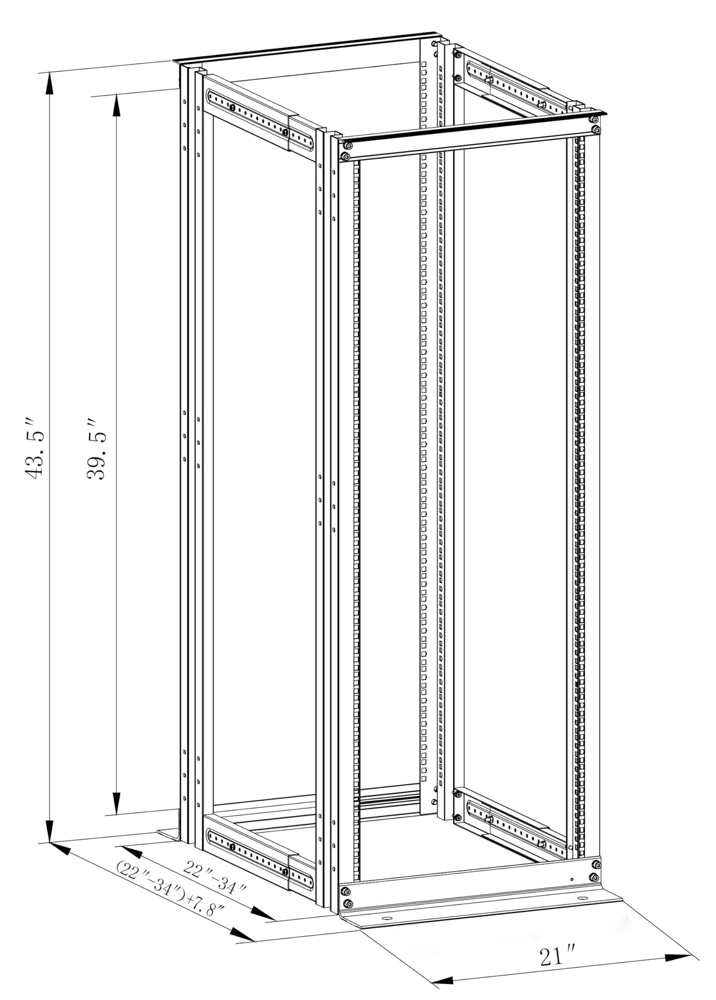 4-Post 27U Open Frame Server Rack for 19" IT Network Equipment & A/V Devices，22"-35" Adjustable Depth，Heavy Duty Free Standing Rack for Servers & AV Gear