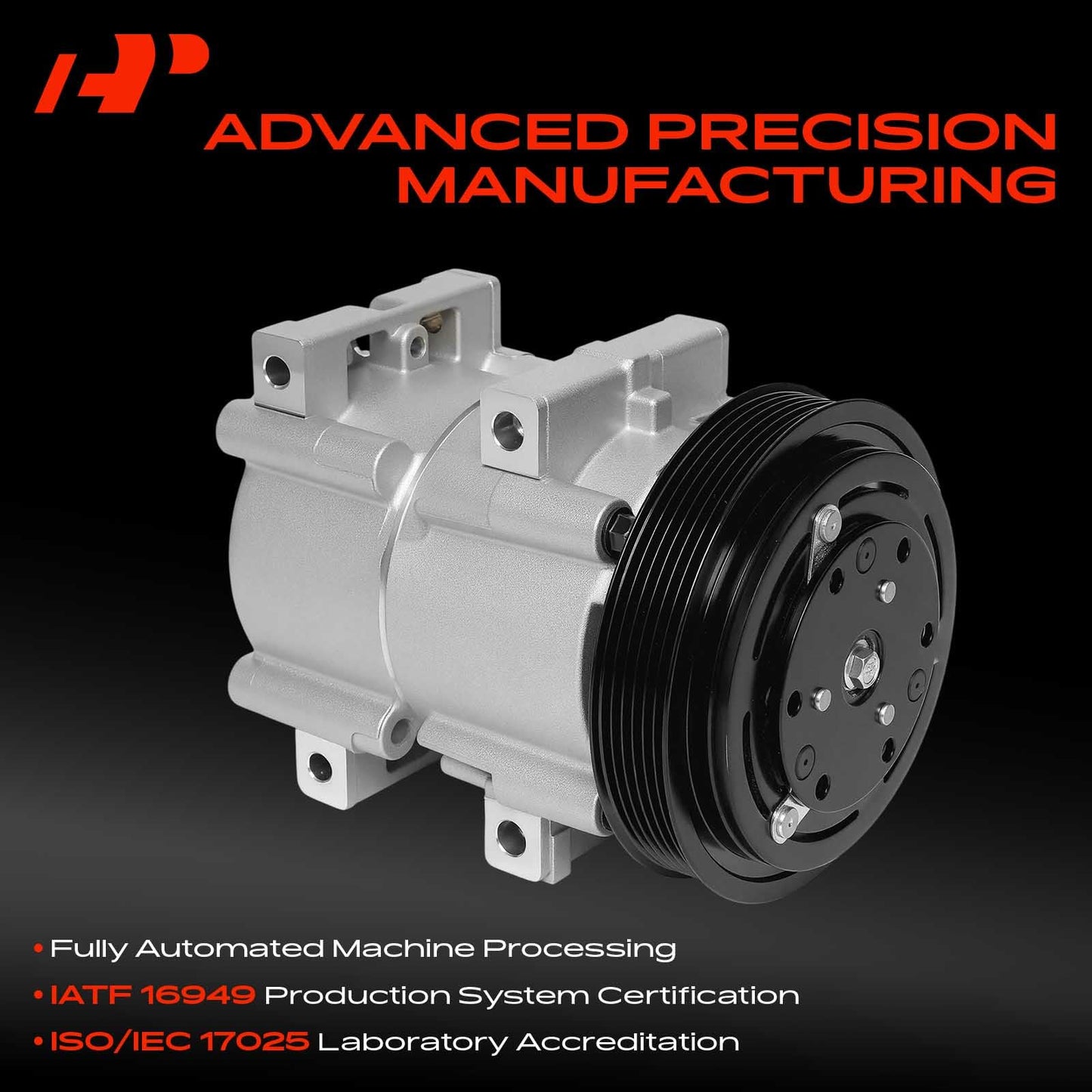 A-Premium A/C Compressor with Clutch Compatible with 4.9L 7.5L 1989, Ford F-150, F-250, F-350, F-53 Motorhome Chassis, Bronco