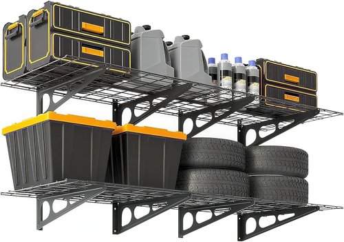 GarveeLife Heavy-Duty Garage Storage Shelving | 2-Pack 2x6 ft Wall-Mounted Shelves, 1600 LBS Capacity