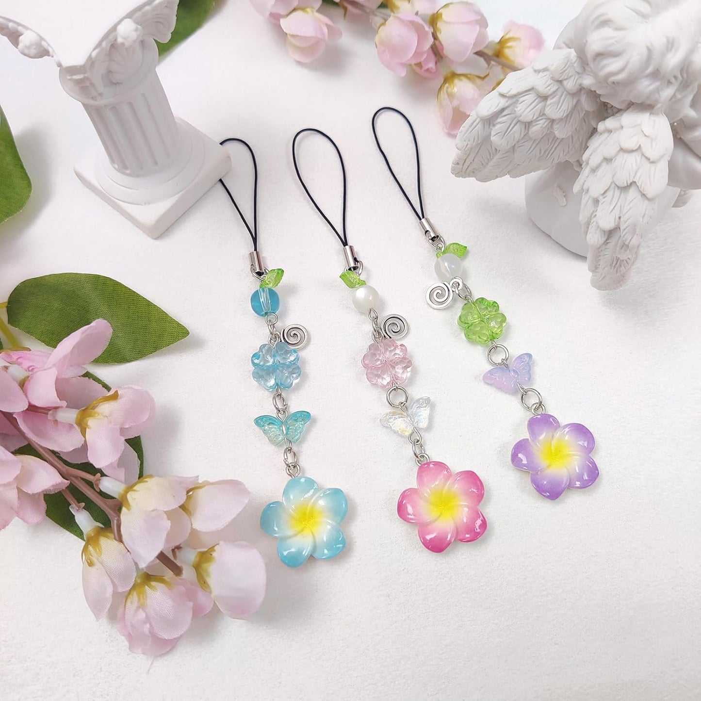 cioatu Y2K Set Cute Phone Charms - Aesthetic Cherry,Flower, Butterfly & Star Cell Phone Straps, Kawaii PhoneAccessories
