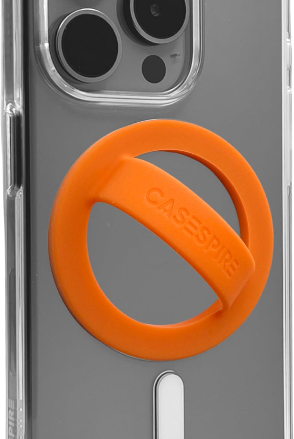 Casespire Magnetic Silicone Phone Grip Soft Finger Loop Holder for MagSafe Cases and iPhones (Orange)