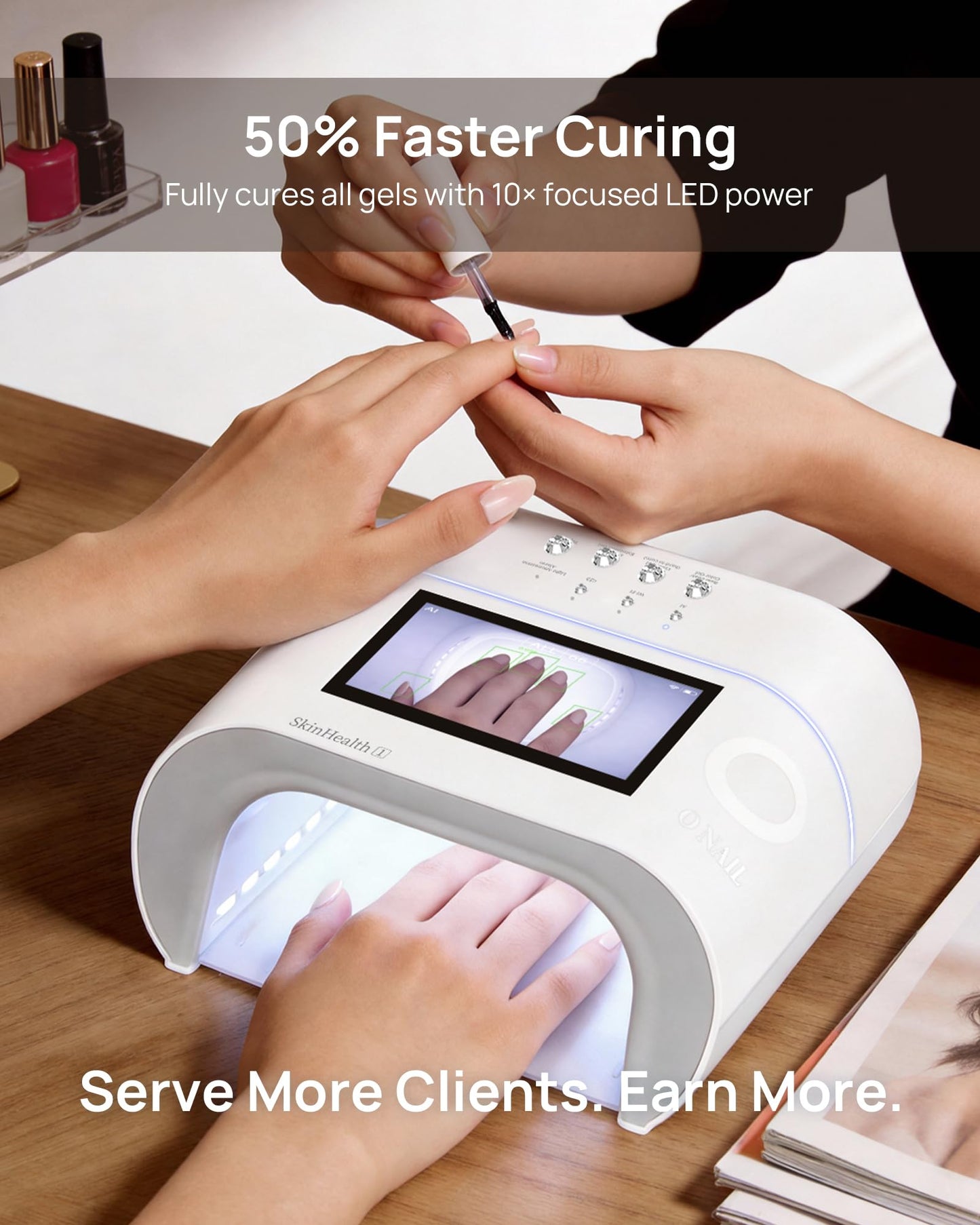 AI UV Nail LED Lamp-O NAIL AI Precision Scan,Reduce Excess UV Skin Damage-2in1 AI Computer&Nail Dryer with HD Visible Screen