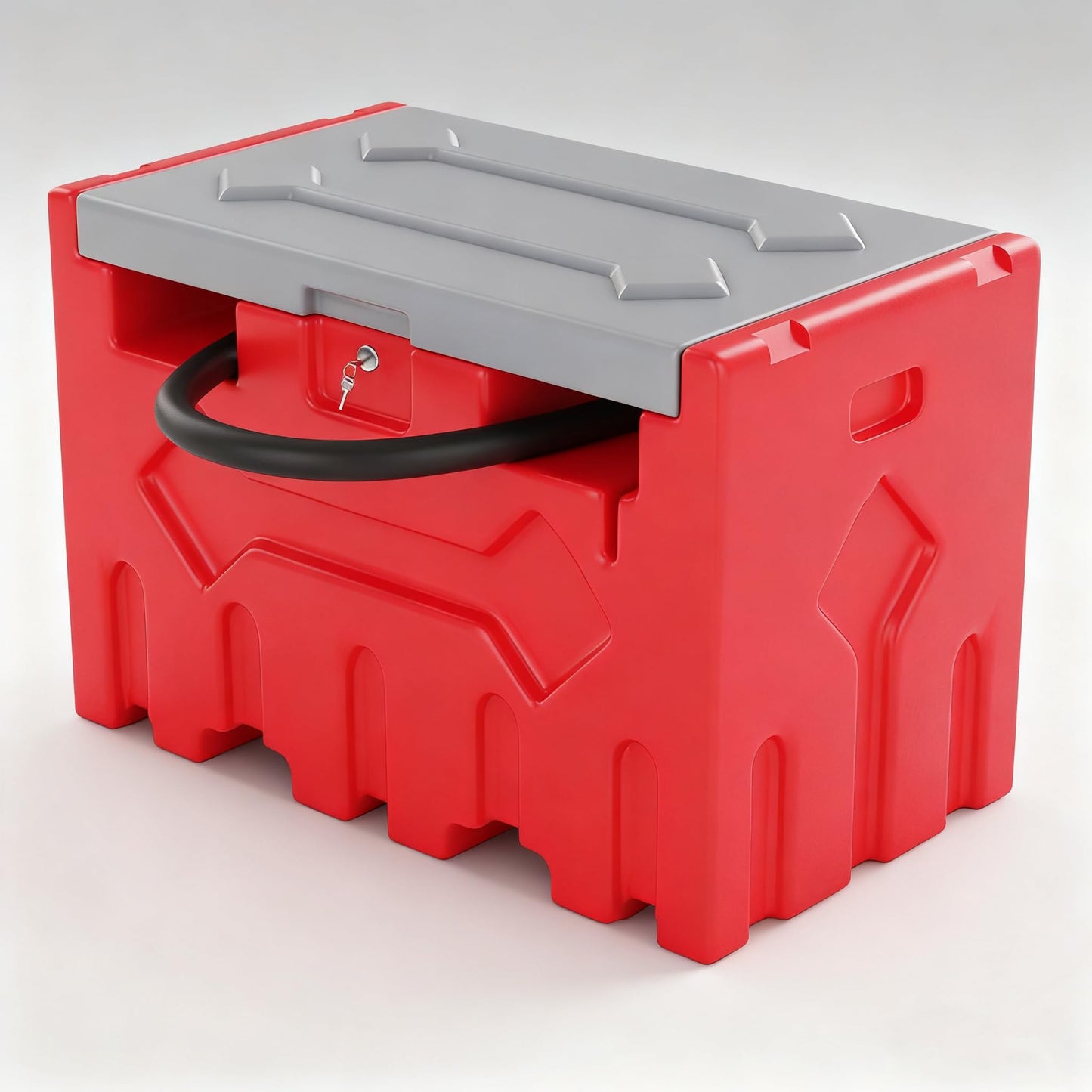 52 Gallon Diesel Transfer Tank with 12V Fuel Pump, Auto Shut-Off Nozzle & 15ft Swivel Hose – Heavy Duty Polyethylene Portable Fuel Tank for Truck, Farm, Construction, RV & Marine Use - Red