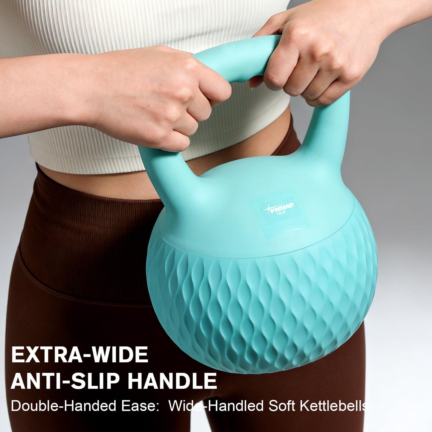 YIGUO Soft Kettlebell, 15lb Kettlebells Cushioned Impact-Resistant Base and Anti-Slip Grip, Strength Training Kettle Bell for Women and Men, Home Workout (Green)