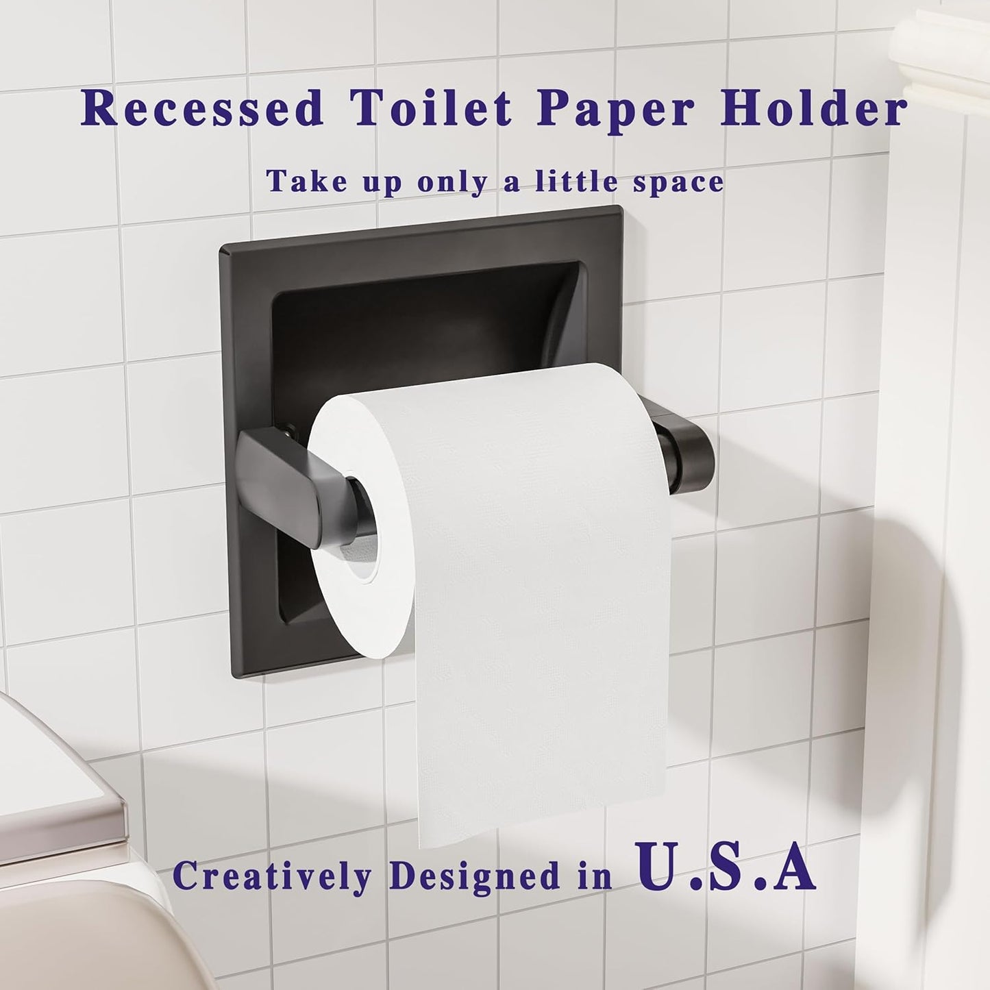 Skiennix Matte Black Toilet Paper Holder - Pivoting Wall-Mount Design for Large Rolls