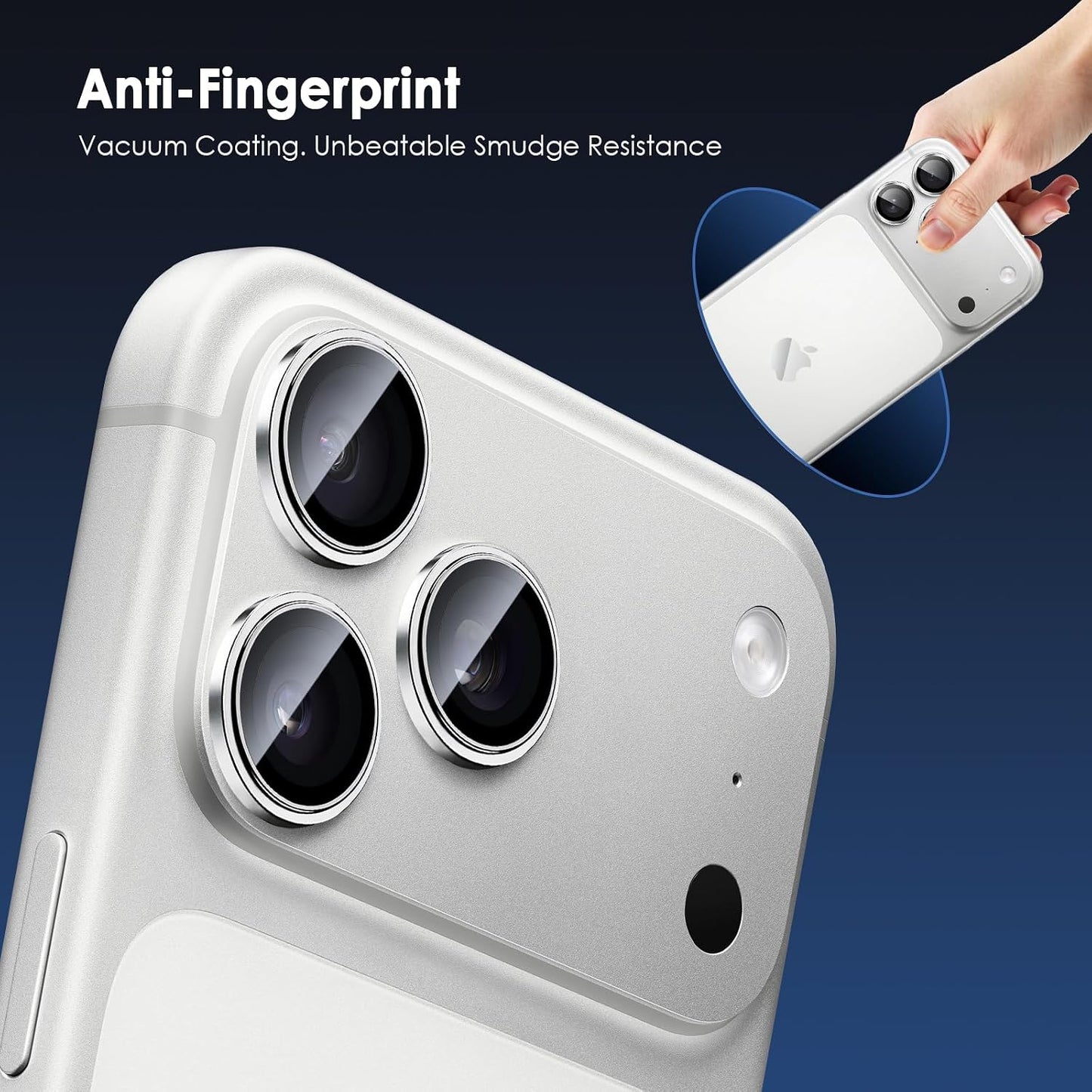 17 17 9H TENOC Camera Lens Protector for iPhone Pro & iPhone Pro Max, Tempered Glass Camera Screen Cover, Silver Metal