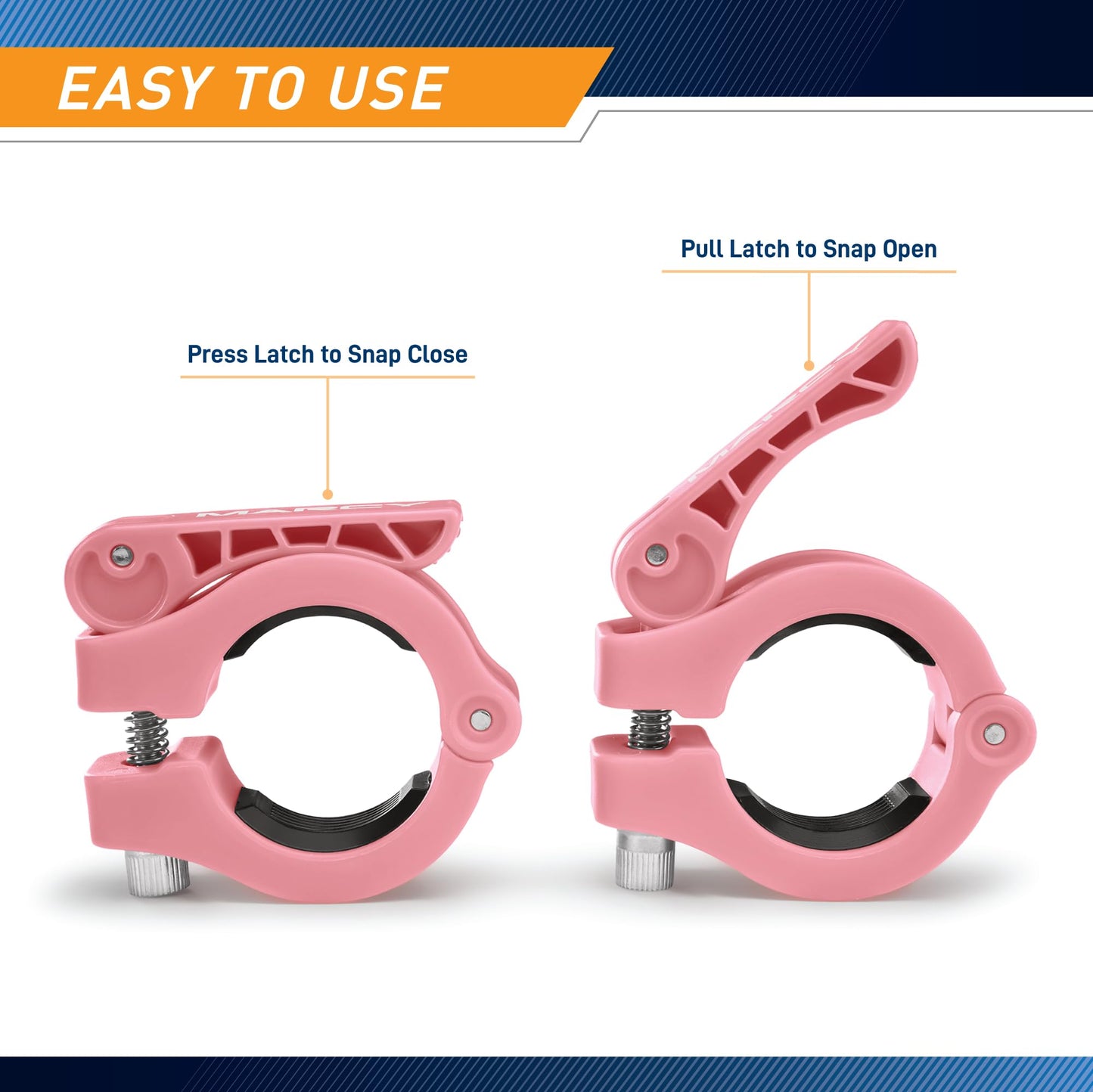 Marcy Adjustable Nylon Resin Olympic (2-inch) Barbell Lock Collar Clips witn Quick Release Latch for Weight Training & Fitness Training, Pink, OBC-10PK