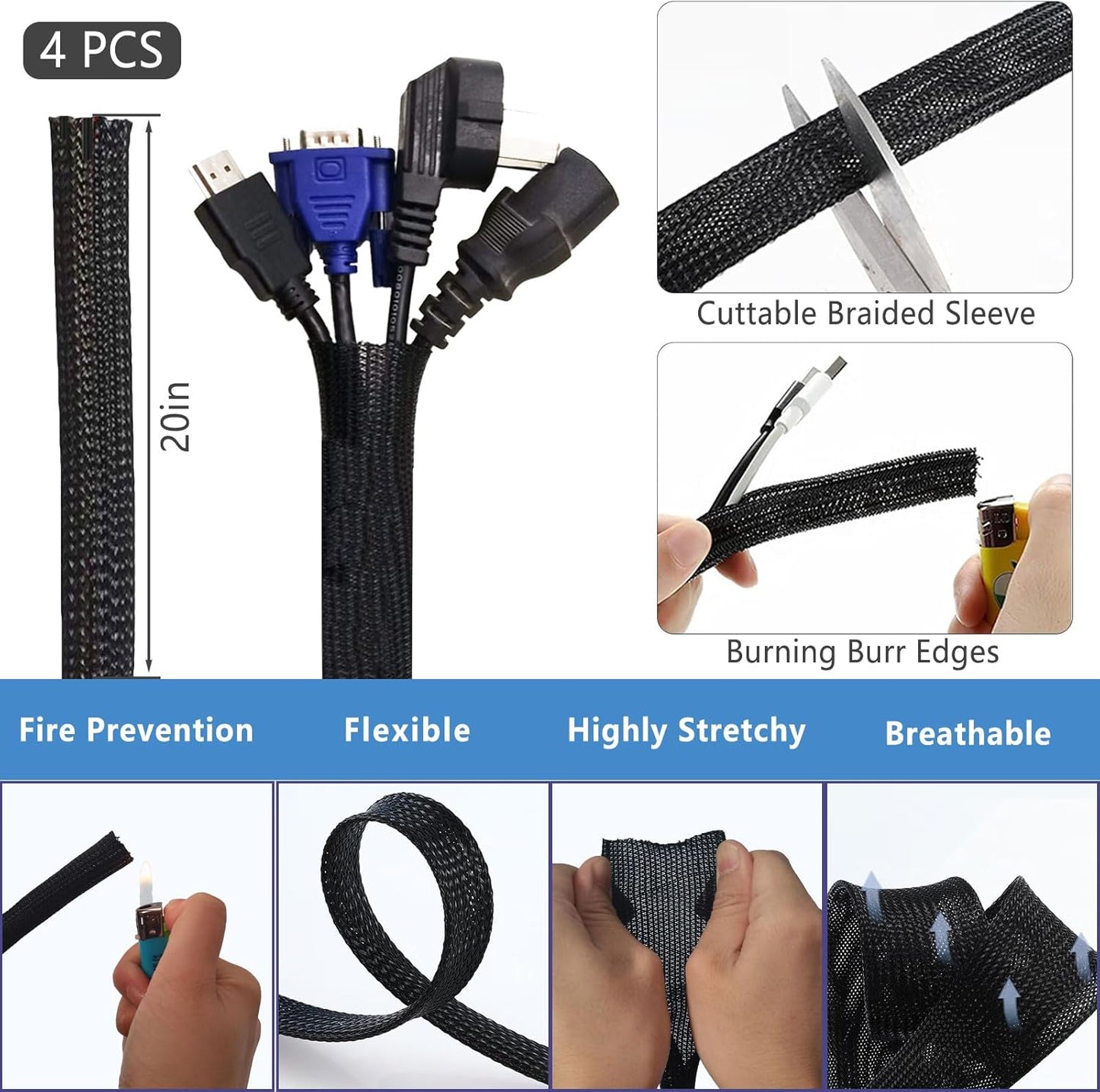 ELII 328Pcs 8 Holder,69Adhesive Clips,4 Split,22Reusable Strap,200 25 Cable Management Kit, Magnetic Cable Cable Cable