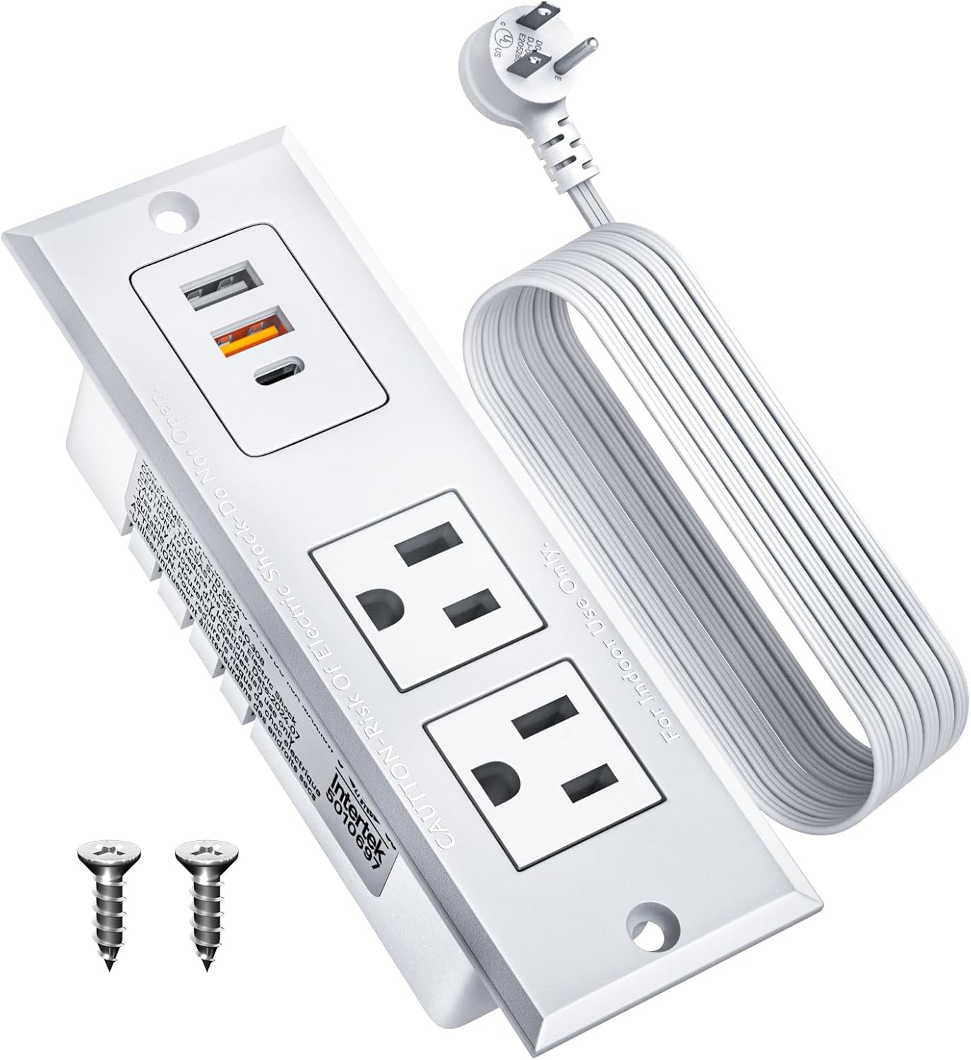 DOACE 18W Table,2 Outlets,3 Ports,6ft 45 Recessed Power Strip with USB C Fast Charging Conference Recessed