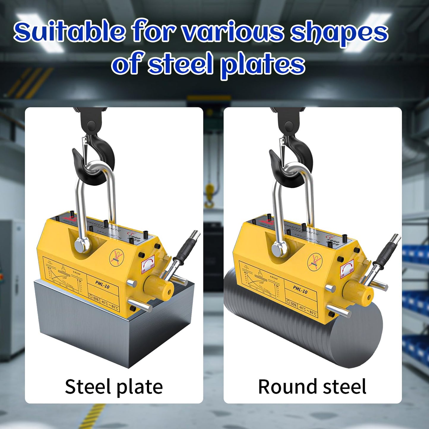 880 lb/400kg Magnetic Lifter, Permanent Magnetic Lifter with Release for Lifting Plate Steel, Board, Used in Shop Crane, Board, Hoist