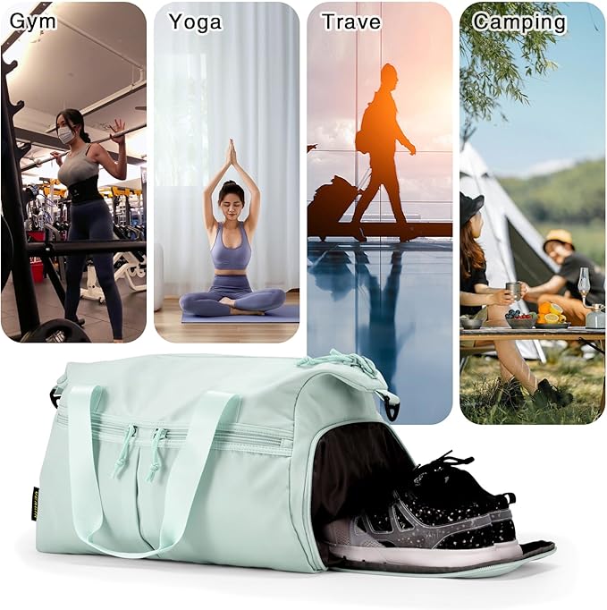 Weekender Duffel Bag with Shoe Compartment And Wet Pocket-Luggage Everyday Overnight Bag for Men and Women Travel-Carry On Gym Bag