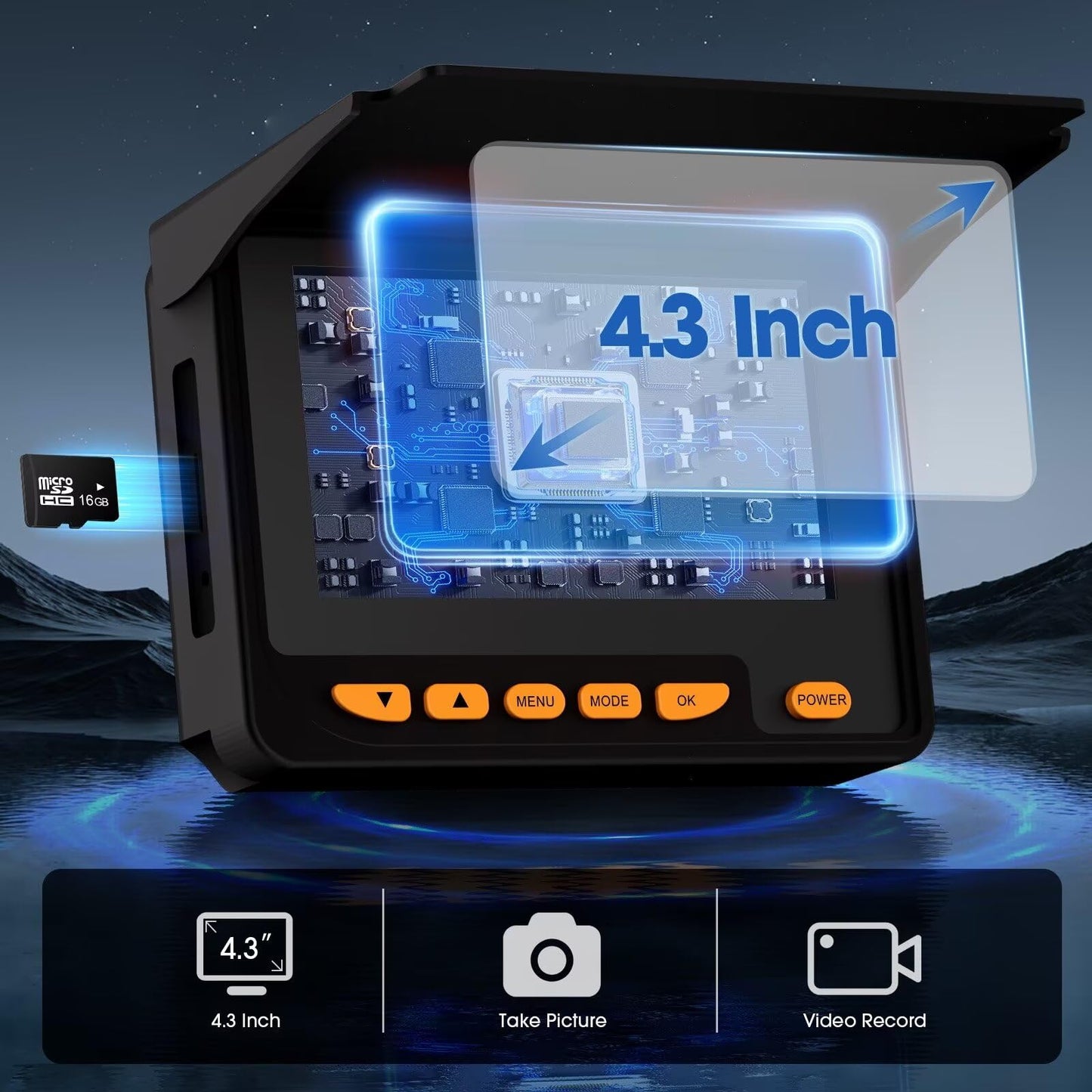 Sewer Camera 100ft,SYANSPAN HD 4.3" Screen 16GB DVR Drain Camera with 6 LED Light,8500mAh 8-10H Working Time Borescope w/Meter Counter for Plumbing Drain (100ft/30M)