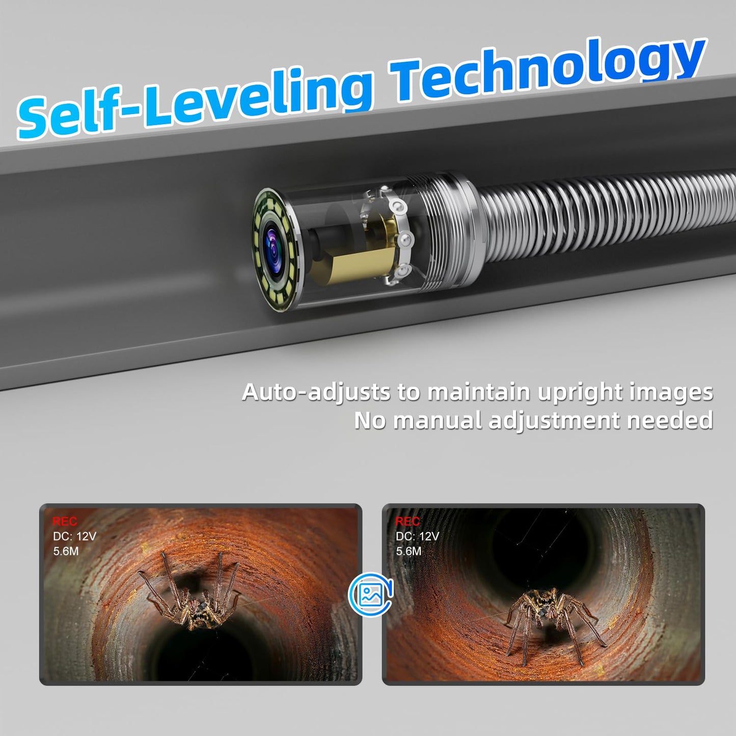 Sanyipace Sewer Inspection Camera, 328FT/100M Drain Camera with Locator, 7MM Stiffer Cable, Self-Leveling, 512Hz Transmitter, 10.1" Screen Pipe Camera, 32GB Card, Distance Counter
