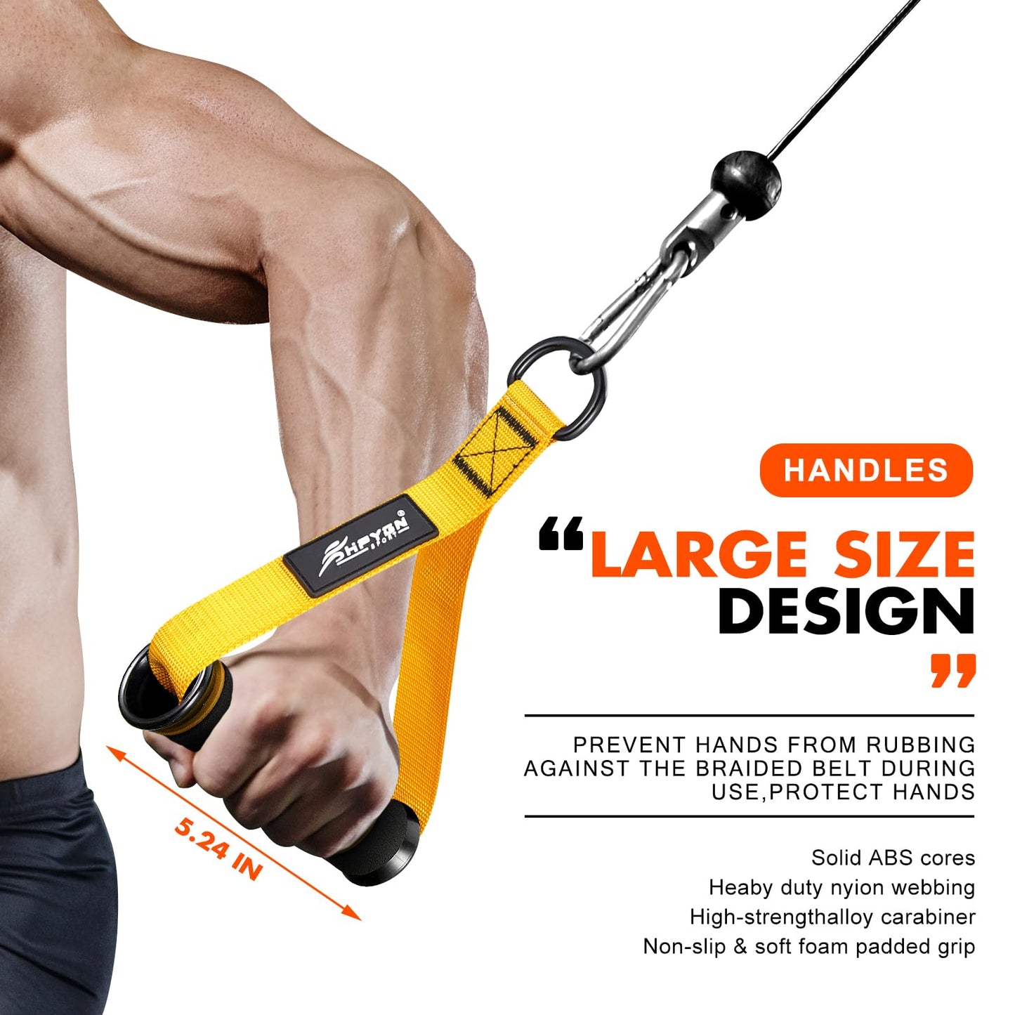HPYGN Exercise Handles, D Handle Cable Attachment, Grip Attachments for Cable Machine Pulleys, Resistance Bands and Strength Trainers, Pull Down Exercise Accessories, Home Gym Exercise Machine Attachments