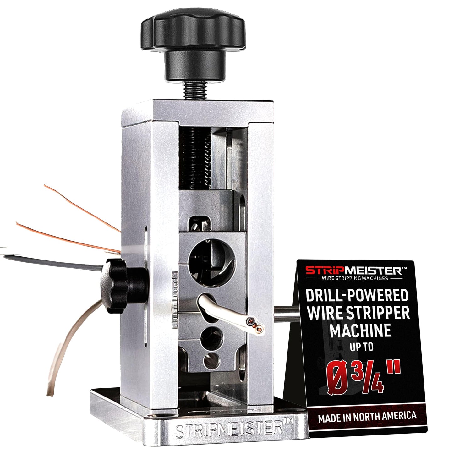 StripMeister Original Drill-Powered Wire Stripper – Wire Sizes Up To Ø3/4", Jam-Free, Copper Wire, Built for Safety, Speed, and Efficiency - Portable Wire Stripping Machine