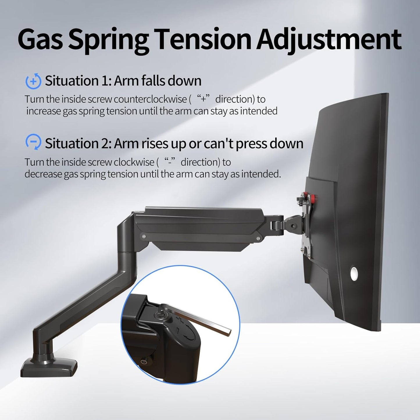 suptek 13-32 inch, 4.4-19.8lbs, 75x75/100x100mm Single Monitor Arm Mount for Adjustable Gas Spring Monitor Arm Desk
