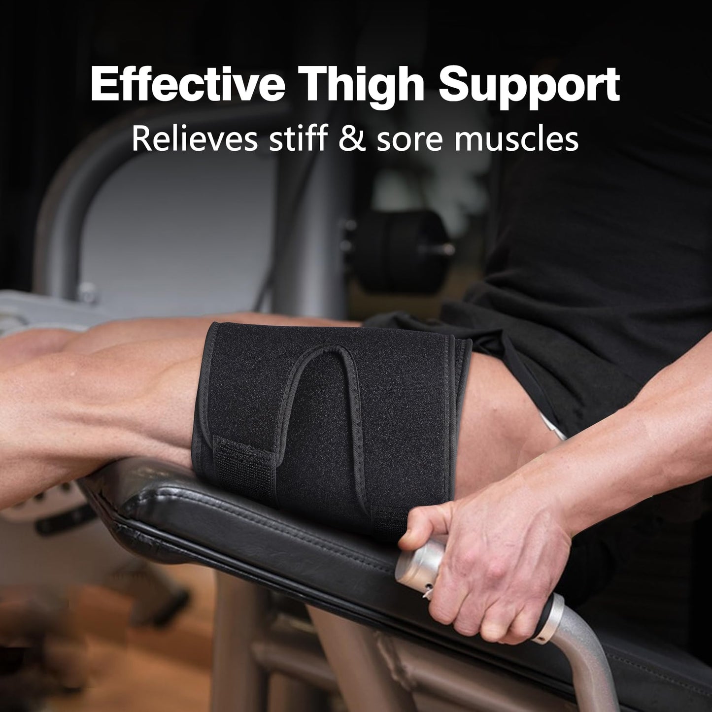 Thigh Brace, Hamstring Quadriceps Support and Thigh Wraps , Adjustable Compression Sleeve Support for Pulled Groin Muscle, Sprains, Tendonitis, Sciatica Pain and Sports Recovery for Men and Women (Black)