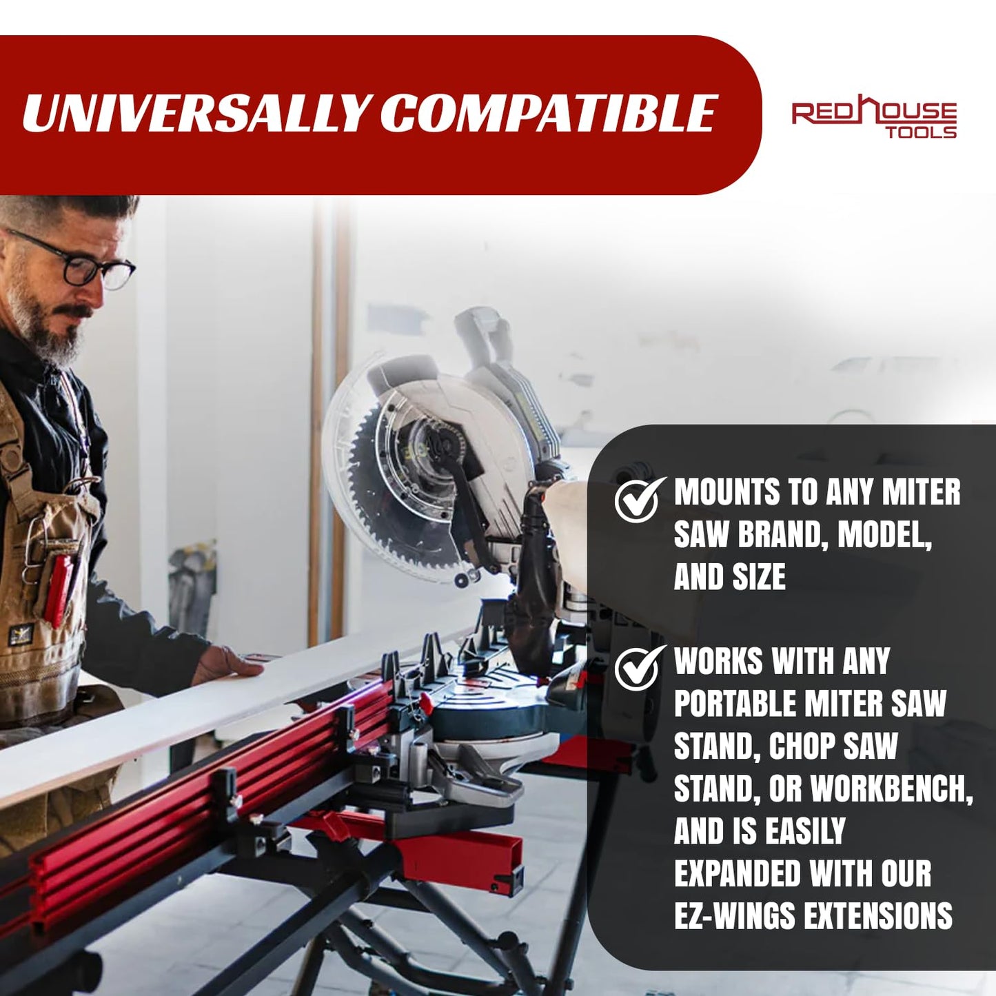 EZ-Wings PRO 8ft Portable Miter Saw Station | Material Support System