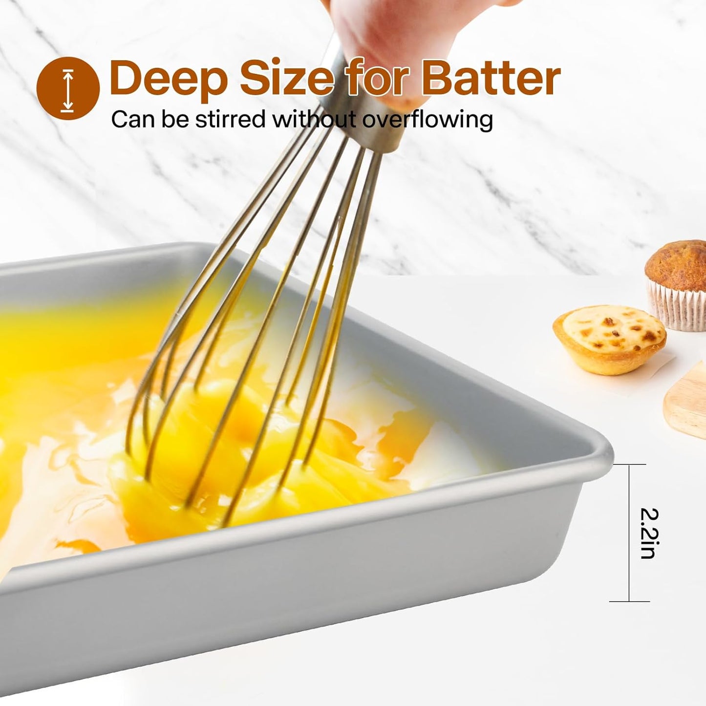Skiennix Deep Baking Pans Set of 3 - Nonstick Heavy Duty Bakeware for Lasagna | 9/11/13 Inch Trays