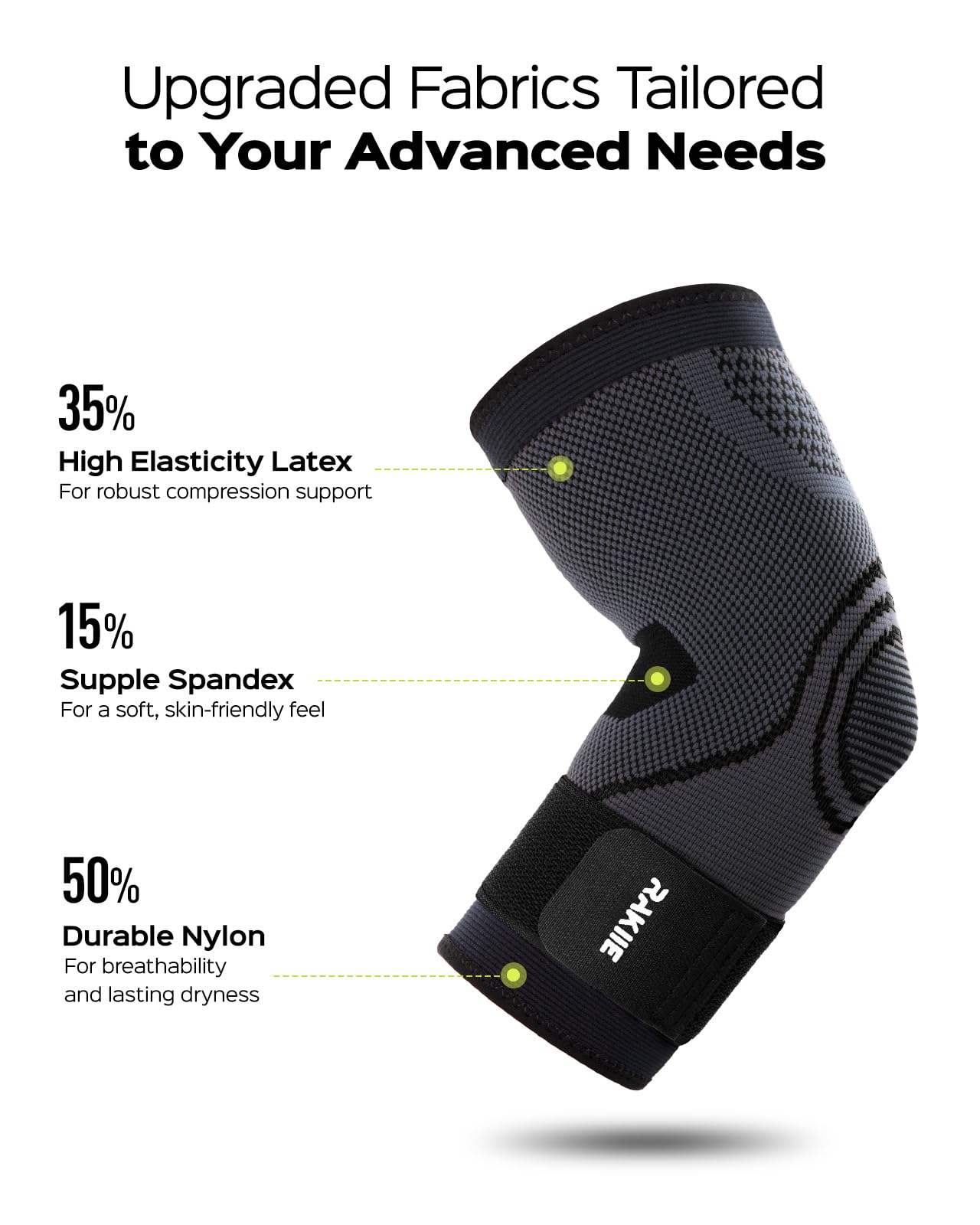 Rakiie Elbow Support Brace for Men and Women, 2 Pack Elbow Compression Sleeve, Elbow Brace for Tendonitis and Tennis Elbow, Elbow Sleeve Reduce Joint Pain for Tennis, Golfer, Workouts Black (M)