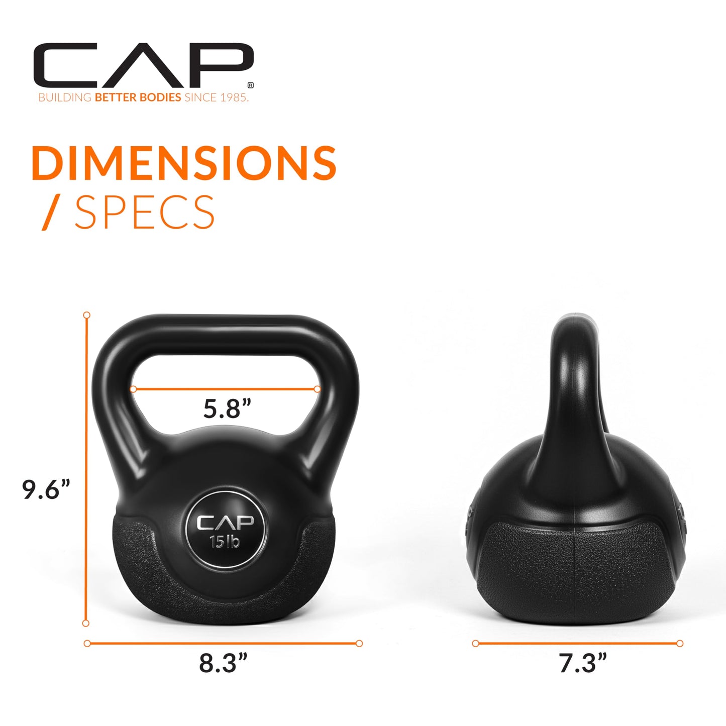 CAP Barbell 45 LB Cement Kettlebell Set – 10 lb, 15 lb & 20 lb Vinyl-Coated Kettlebells for Strength Training, Cardio, Cross Training & Home Gym Workouts