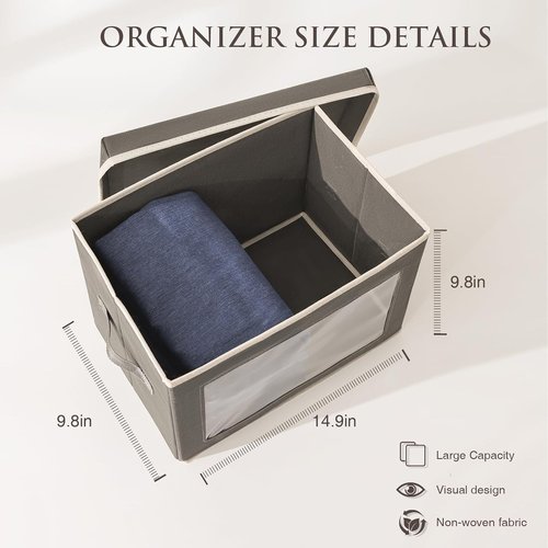 Homsorout Storage Bins - Large Fabric Boxes with Lids | 3/6 Pack Cube Organizers for Shelves