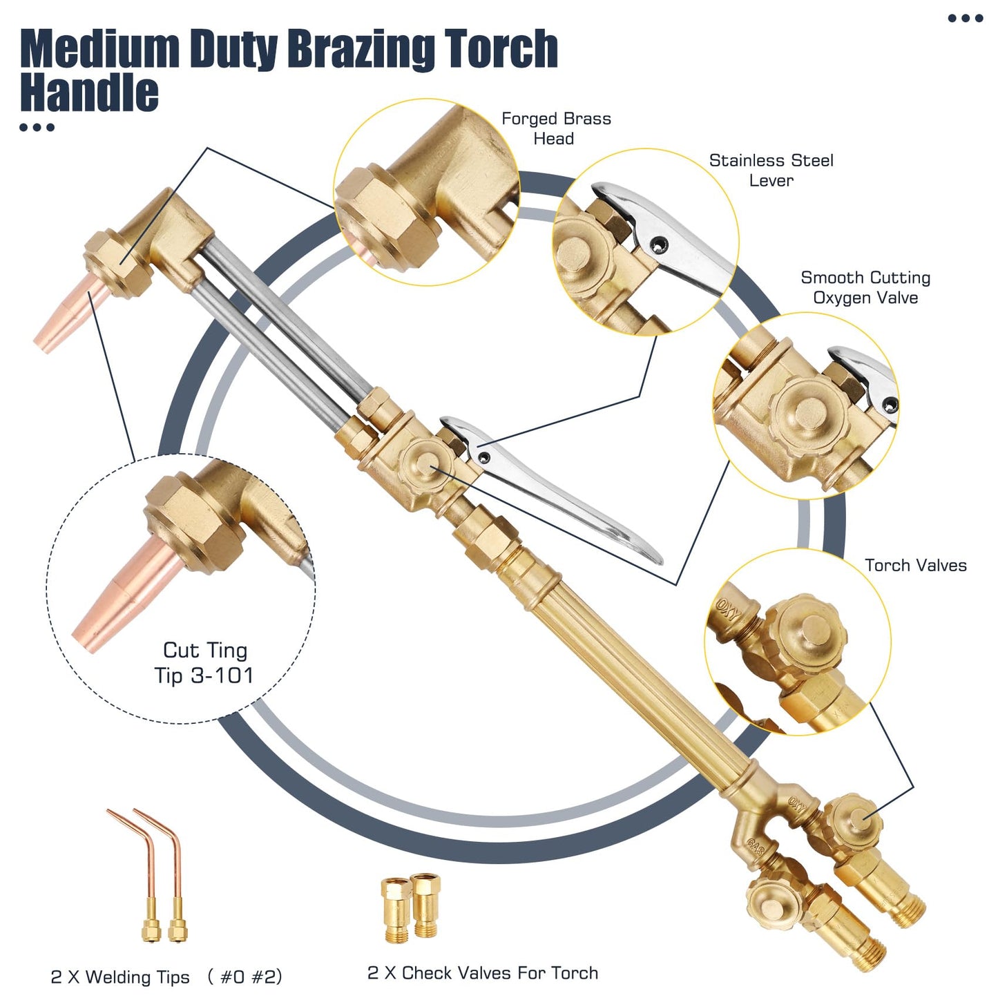 17 Piece Medium Duty Oxy Acetylene Gas Welding Outfit Tote Kit without Tanks with CGA540 Oxygen Regulator and CGA200 Acetylene Regulator for Welding,Cutting, Brazing and Heating