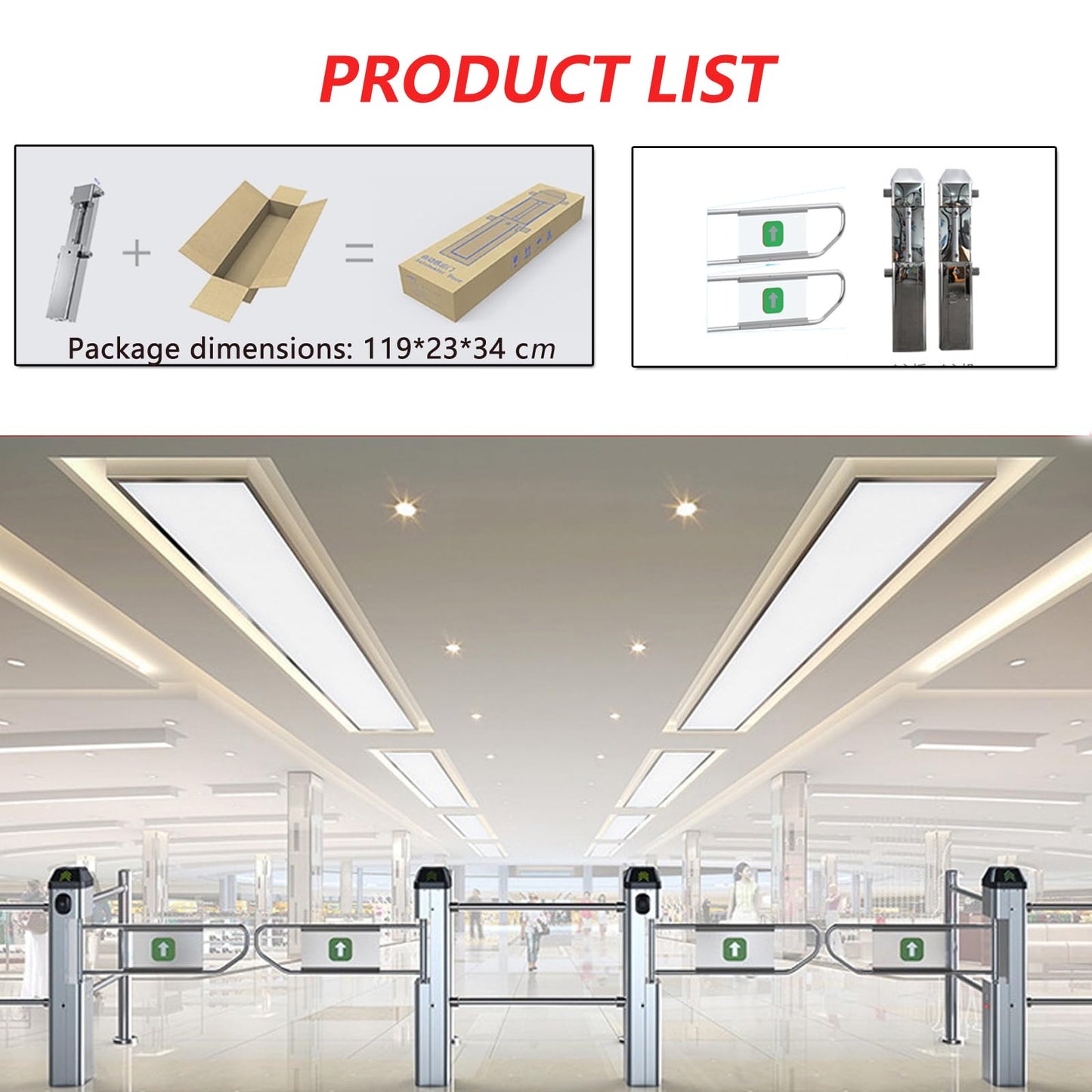 Jiayiyoux Public Entrance Automatic Turnstile with Radar Sensing, Automatic Swing Gate, 90° Swing Gate for Stores, Featuring Reverse Alarms & LED Indicators,Black
