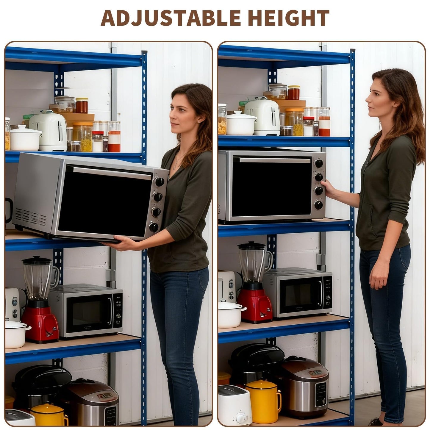 PioneerWorks Heavy Duty Garage Shelving, 5-Tier Adjustable Metal Storage Racks, 2500 LBS Capacity,60" W x 24" D x 71" H, Boltless Shelving Unit for Basement, Workshop, Pantry，Blue