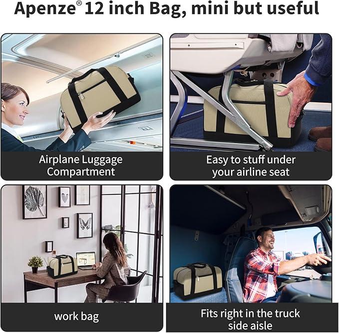 Small Gym Bag Carry On Bag - 12 in Mini Duffle Bag Lightweight for Overnight Travel(Camel)
