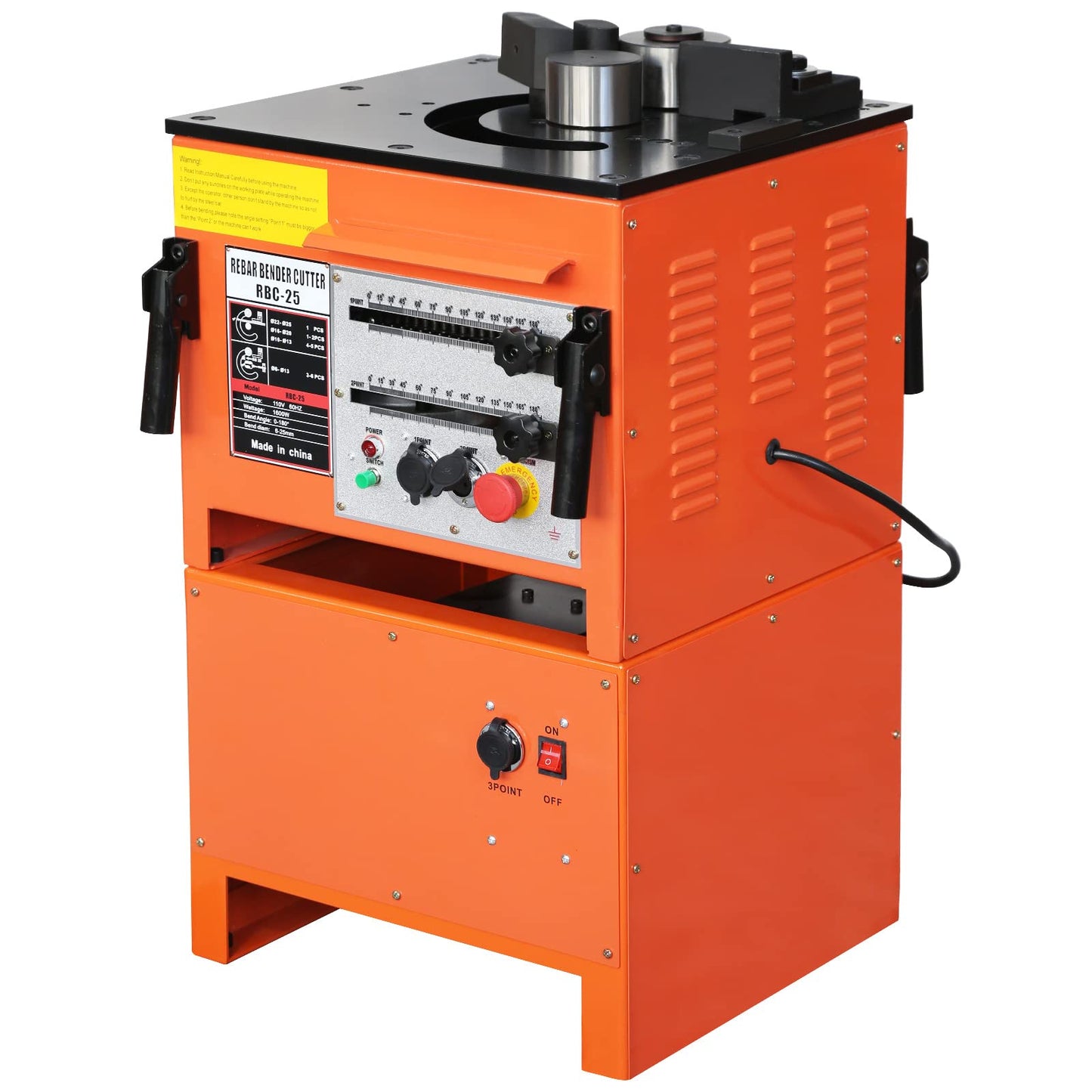 Electric Rebar Bender & Cutter Machine Rebar Steel Bender 1''/25 mm Max Rebar Diameter, Bending Machine For Bending Rebar, Steel Bar, Steel Rod (1600W Rebar Bender and Cutter)