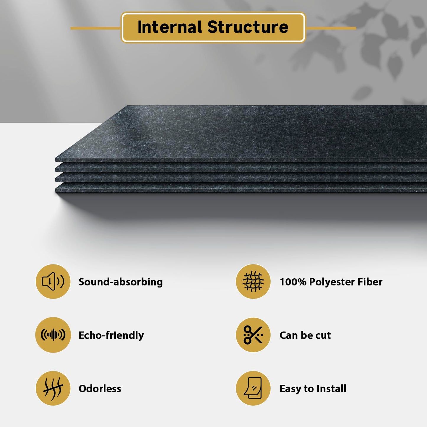 4 PCS Acoustic Panels, 47.2" x 23.6" Self-Adhesive Soundproof Wall Panels, High Density Noise Absorption Panels (Dark Grey)