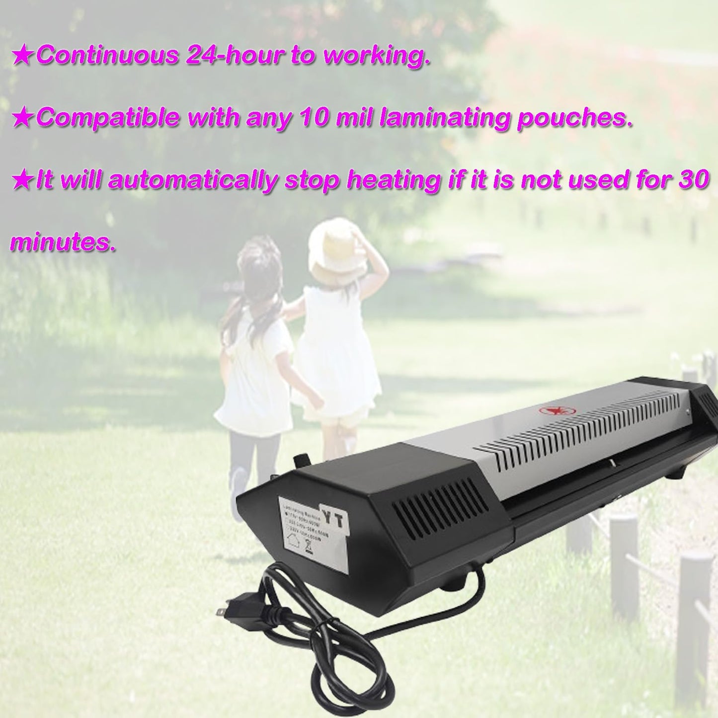 INTBUYING A3 Cold Hot Dual Use Laminator 13" Width 10Mil Thickness Heating time 3-5Min Commercial Laminator for Home Office 4 Roll 110V