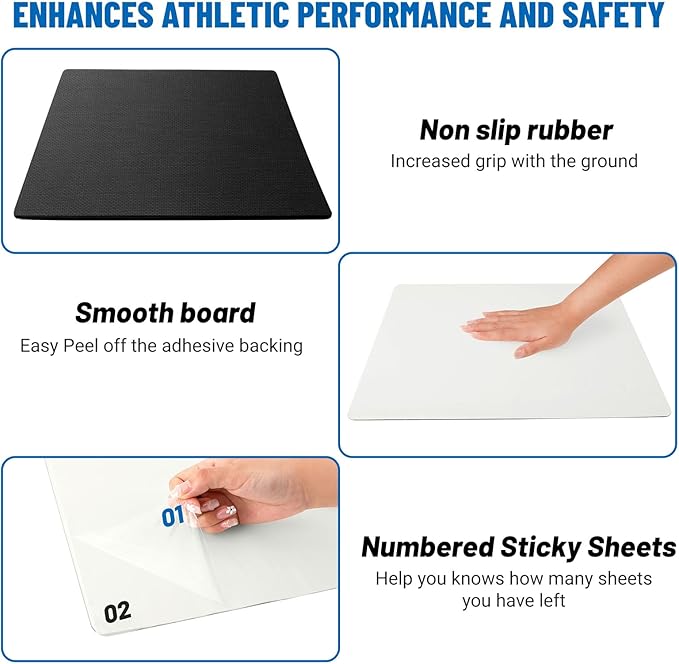 UNIFAMILY Basketball Sticky Mat 17x13 in with 180pcs Shoe Sticky Pad Grip for Basketball Shoes, Anti Slip Sticky Mat for Basketball Shoes, Courtside Traction Mat Basketball Shoe Sticky Mat