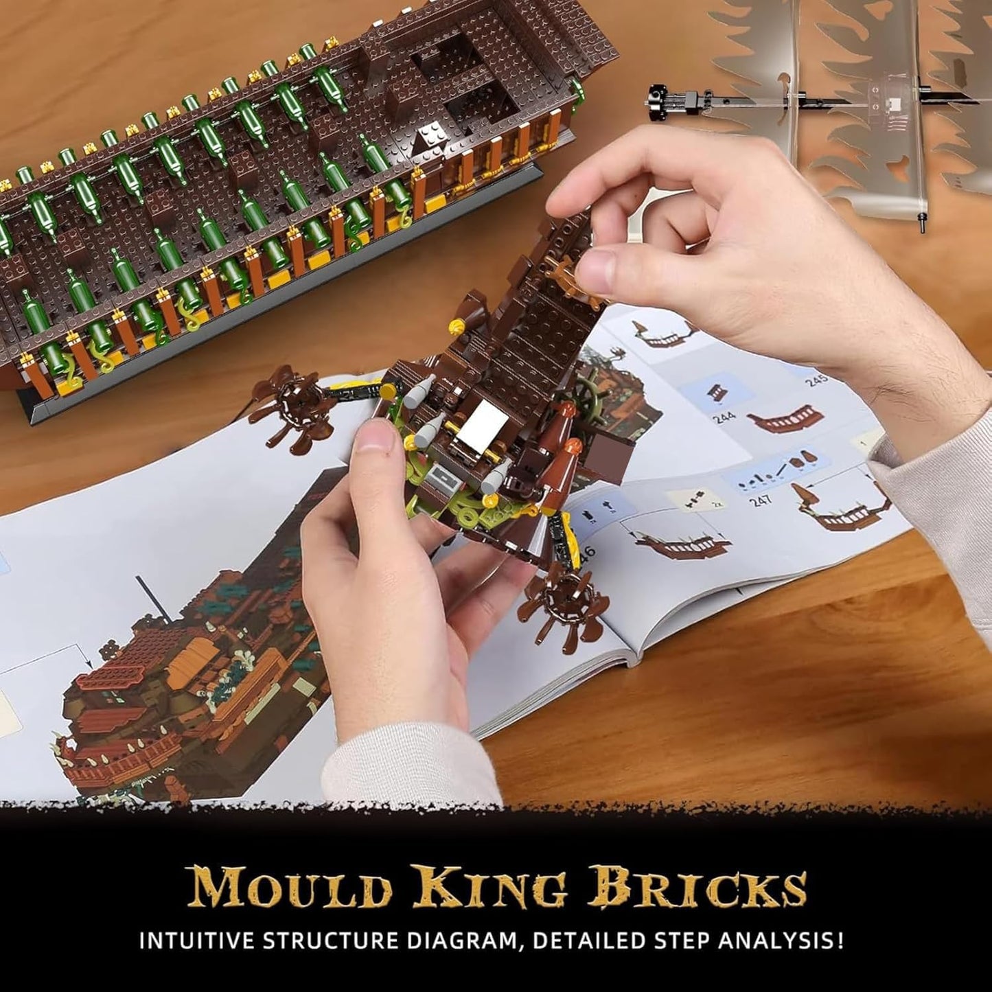 Mould King Large Pirates Ship Model Building Blocks Kits, MOC Dutchman Building Block Pirate Ship Construction Set to Build, Toys Gift for Age 14+/Adult Collections Enthusiasts (4364+Pieces)