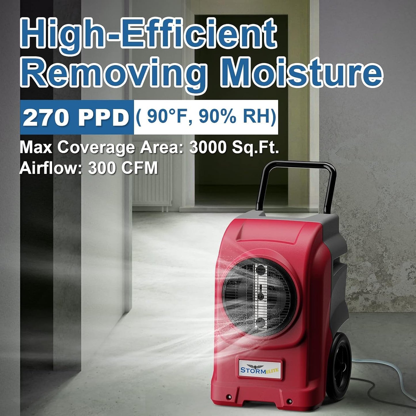 ALORAIR 270 Pints Commercial Dehumidifier with Pump, Whole House Dehumidifiers for Large Room, Industrial Large Dehu with Drain Hose for Basement, Water Damage Restore, Limited 6 Years Warranty
