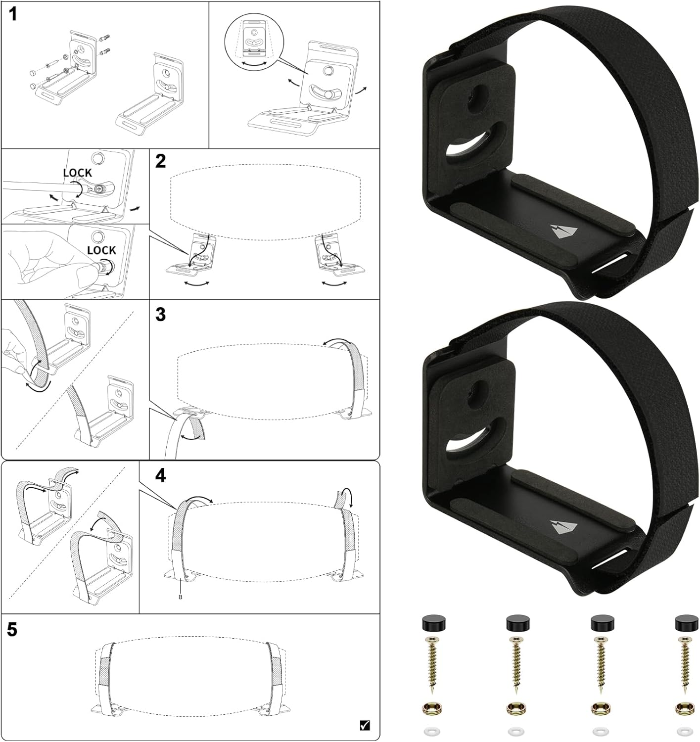 TXEsign Soundbar Wall Mount for JBL, Bose, Samsung, Vizio, Sony Sound bar with Hook and Loop Straps Metal Sound Bar