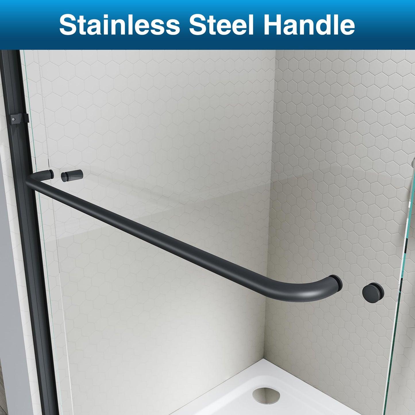 SL4U Shower Door 48" W x 76" H, Double Sliding Shower Door with 1/4" (6mm) Tempered Glass, Semi-Frameless Bypass Bathroom Door, Easy to Clean, Matte Black Finish